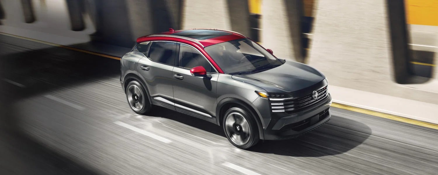 the side profile of a gray suv