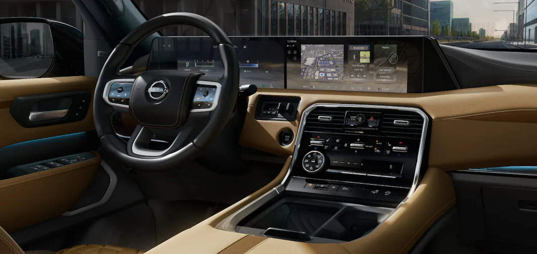 technology being showcased in the front dash and infotainment system of a 2025 nissan armada