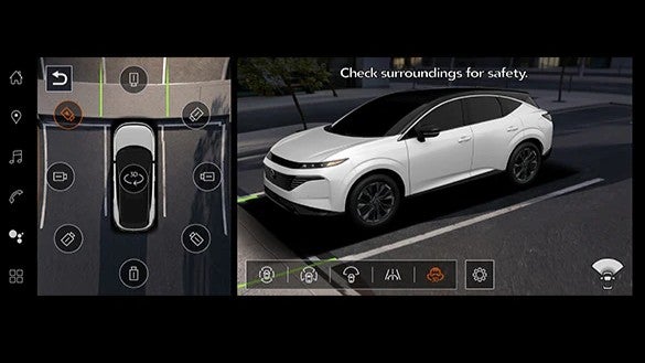 2025 Nissan Murano hd enhanced intelligent around view monitor showing a 360-degree view of the area surrounding vehicle